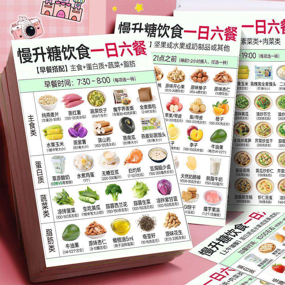 24张慢升糖饮食贴纸低糖饮食减脂菜谱简约方便手机桌面笔记本贴画