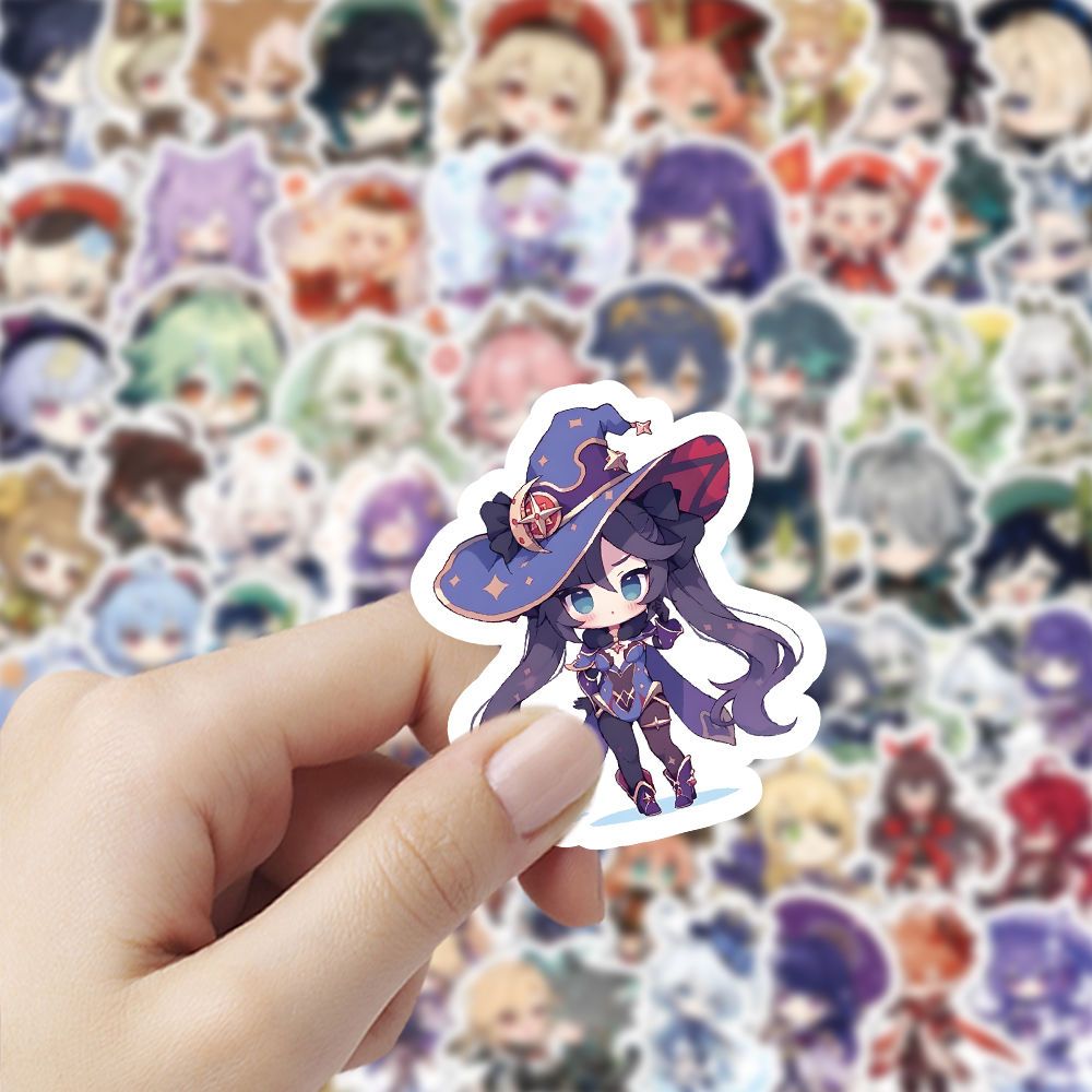 300张Q版原神人物ins贴纸卡通少女二次元贴画手机手账装饰diy贴纸