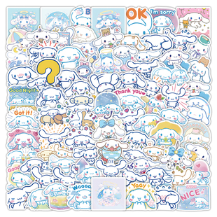 205张萌萌玉桂狗贴纸大耳狗表情包可爱卡通图案装 饰手账防水贴画