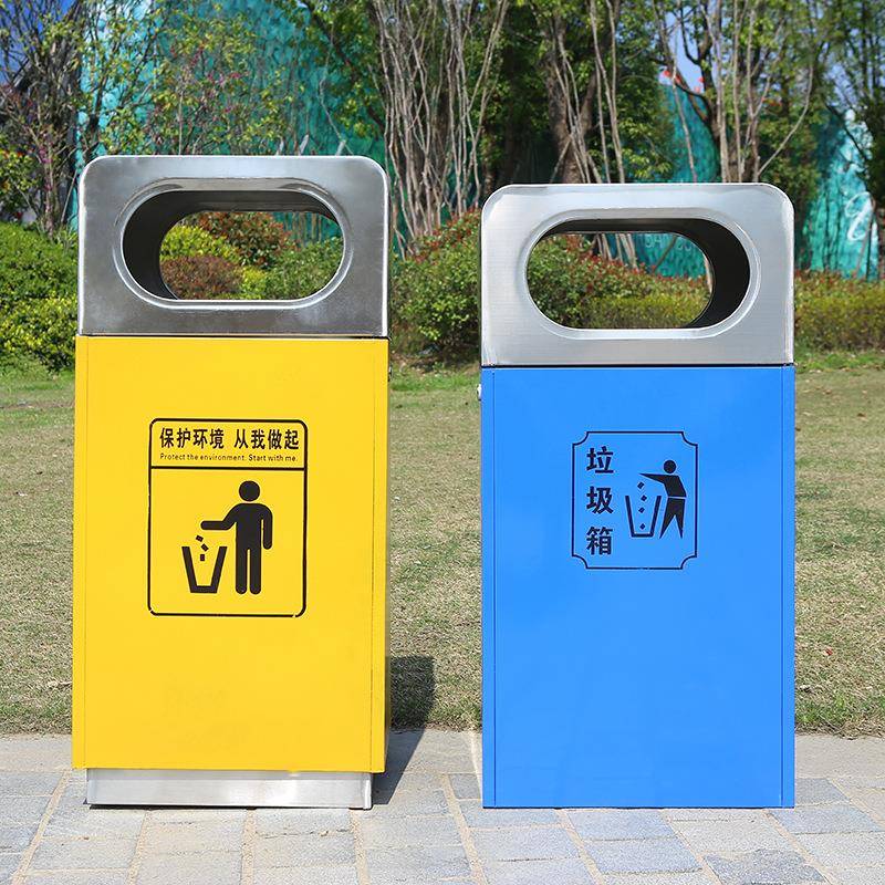 厂家户外不锈钢垃圾桶简约地铁车站单桶垃圾箱公园小区环卫果壳箱