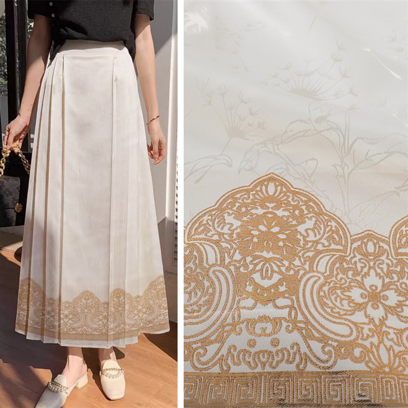 《SY0蒲公英》明制马面裙汉服织金面料国风妆花高精提花布料