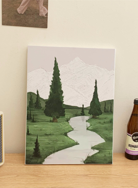 侘寂风装饰画高级感肌理画现代简约手绘油画客厅挂画电视柜摆件
