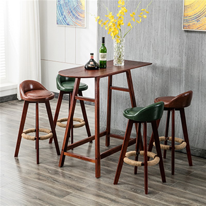 实木吧台椅子复古美式吧椅可定制旋转吧椅升降酒吧椅简约前台创意