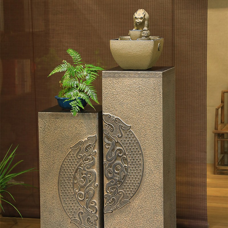 汉韵堂新中式展示柱玄关客厅装饰柱花盆置物底座茶室书房落地柱子