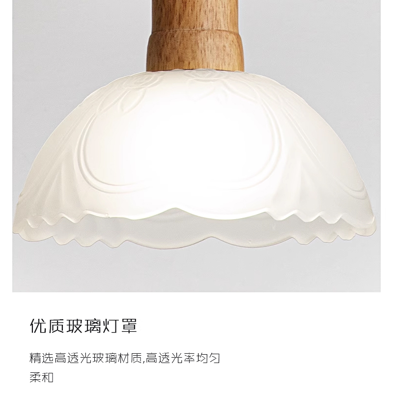 餐厅吊灯北欧原木三头简约餐桌吧台灯个性创意书房木艺卧室吊灯具