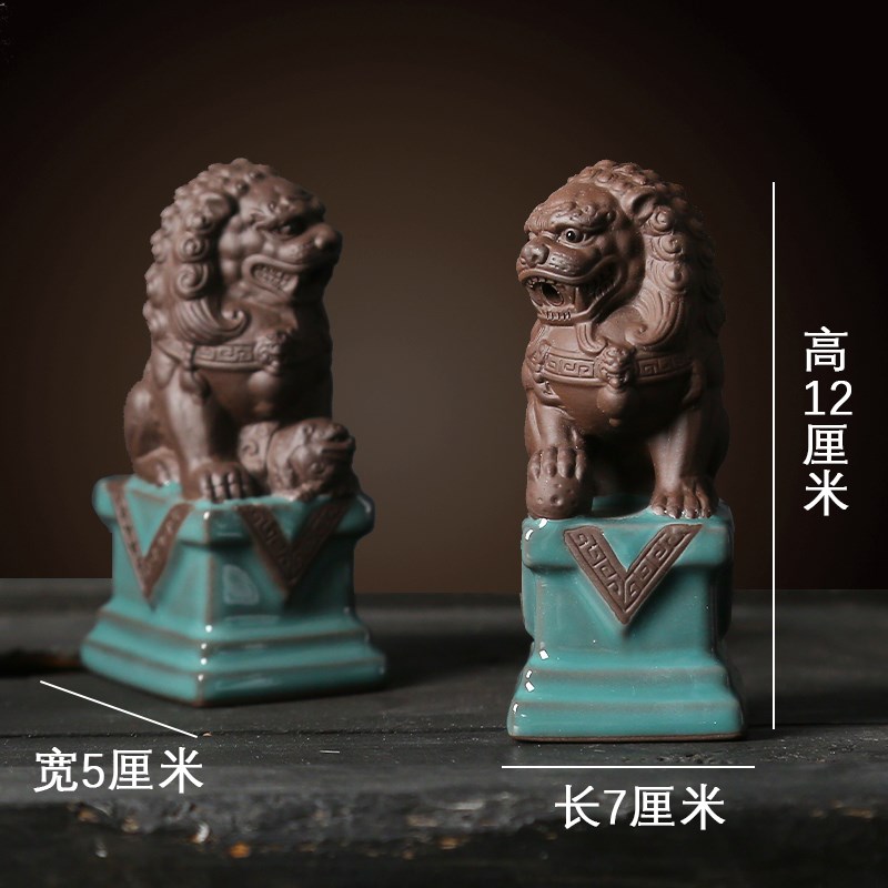 狮子流水摆件陶瓷鱼缸造景配件水循环增氧古法养鱼装饰品招财