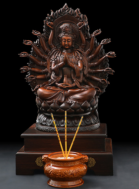 千手观世音菩萨摆件招财家用供奉观音佛像玄关客厅大堂装饰工艺品