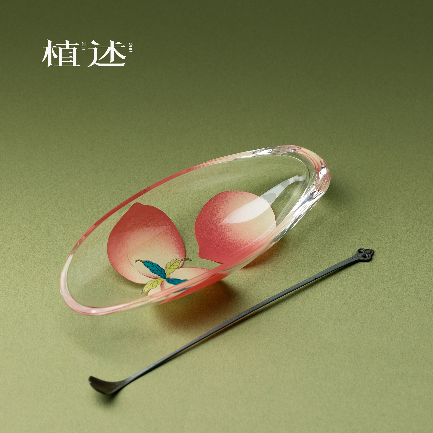 粉彩春桃耐热玻璃茶则茶拨