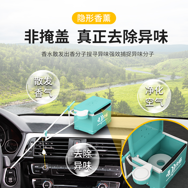钓鱼钓箱摆件车载香薰模型手办中控台迷你小渔具垂钓汽车内饰品