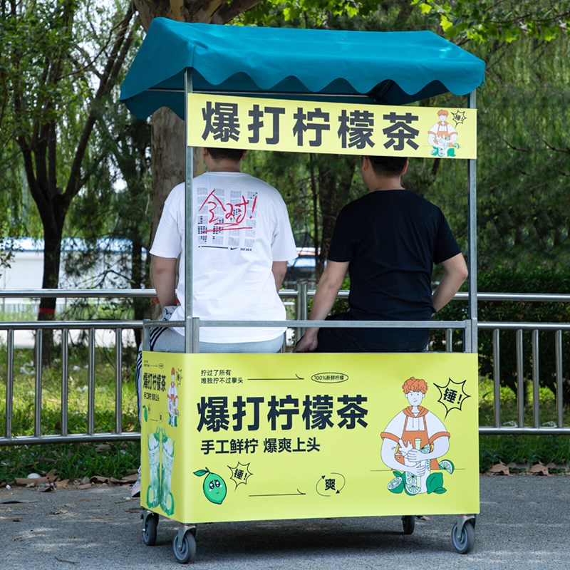 网红移动折叠摆摊车展示架带轮子小推车吃车摆地摊夜市货架带篷布