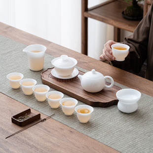 冰种薄胎轻奢功夫茶具家用办公室德化白瓷茶壶杯盖碗整套礼盒