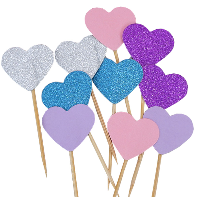 生日快乐蛋糕装饰布置插牌磨砂爱心五角星牙签甜品装扮插旗配件