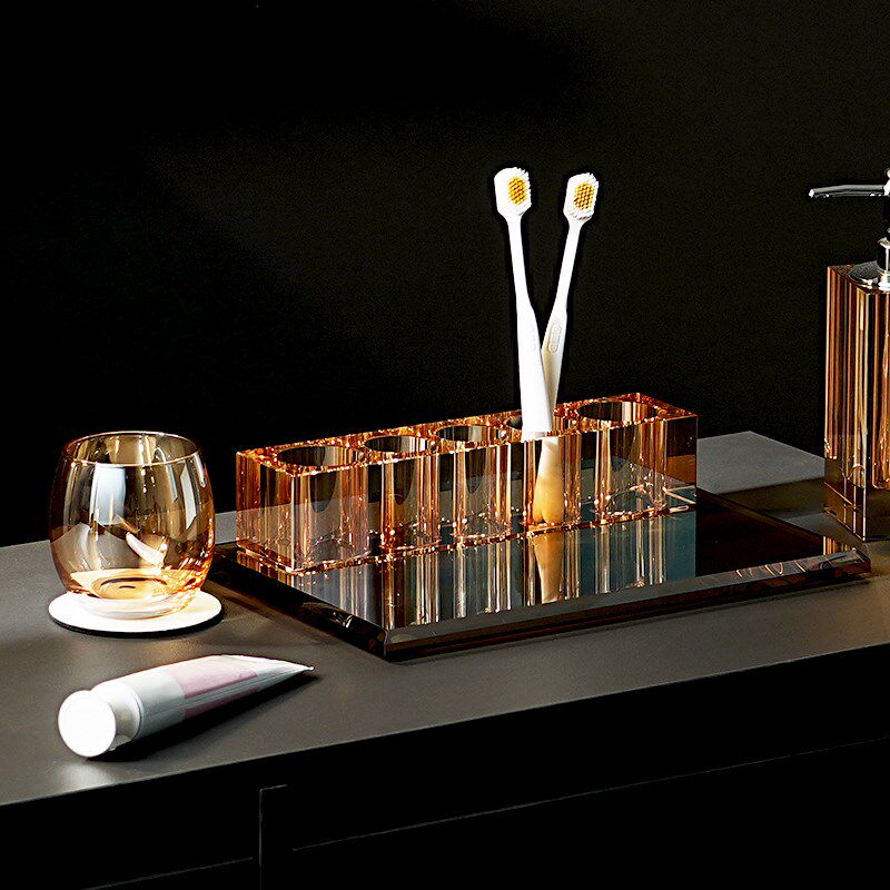 高轻奢水晶电动牙刷牙杯置物架酒店卫生间洗漱套装漱口杯架收纳盘