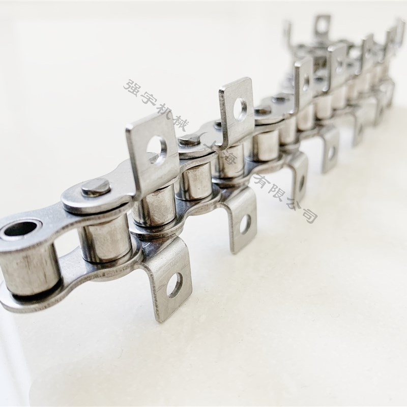 304不锈钢弯板链条 单侧单孔 双侧单孔K1K2弯板 带孔耳朵附件链条