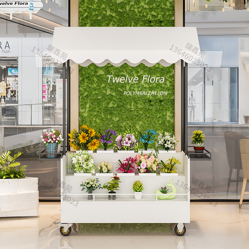 摆摊卖花推车花架多肉花盆架鲜花花店陈列展示架多层移动花车户外