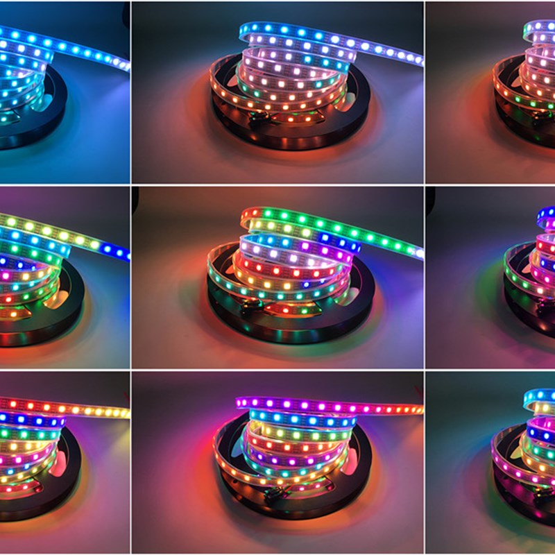 WS2812B幻彩LED灯带5V全彩30 60 144灯5050灯珠内置IC单点控灯条