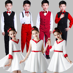 少儿朗诵表演服装男童礼服主持人套装儿童演出服小学生合唱服秋冬