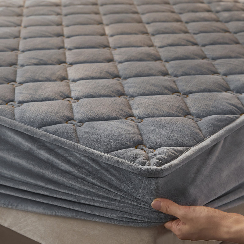 牛奶法兰珊瑚绒床笠单件加厚夹棉全包定制席梦思床垫保护套床罩冬