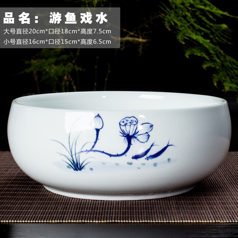 水仙花盆碗莲睡莲铜钱草白色大号陶瓷无孔水培花盆多肉植物阳台