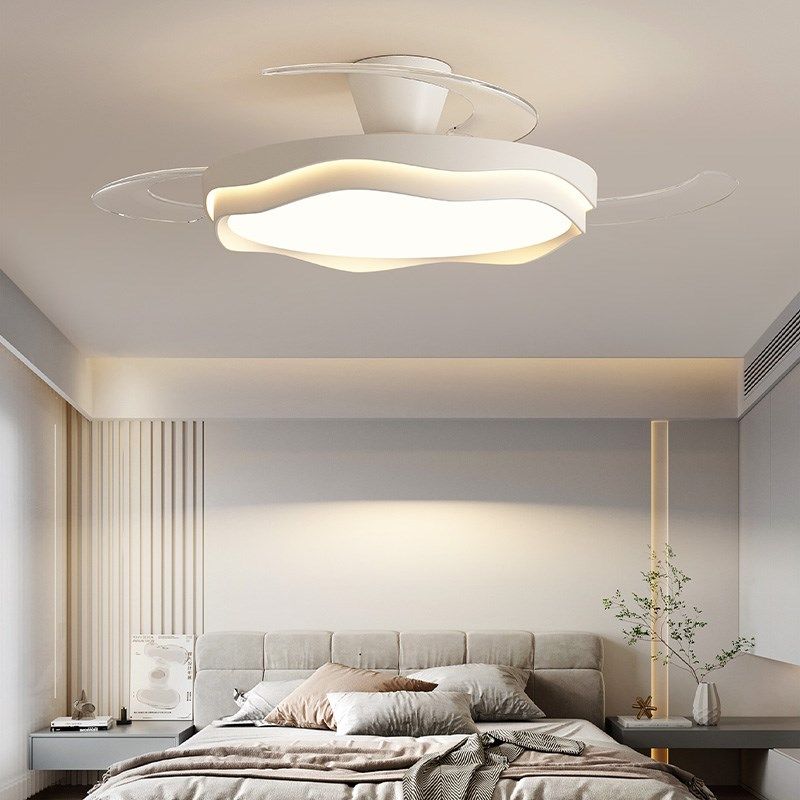 卧室风扇灯新款简约客厅护眼静音隐形轻奢高级感女孩子餐厅吊扇灯