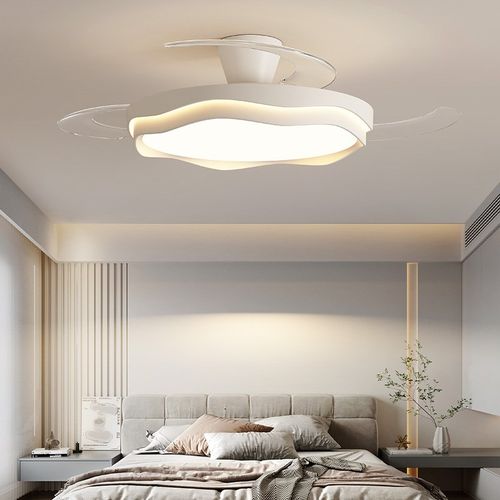 卧室风扇灯新款简约客厅护眼静音隐形轻奢高级感女孩子餐厅吊扇灯