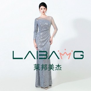 晚礼服主持人秋冬银色金色绝美订婚成人礼年会端庄大气高级感礼服