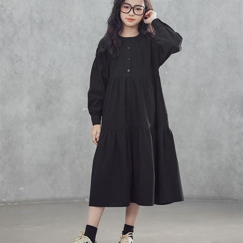 女童春秋连衣裙24新款中大童长袖衬衫裙森系洋气蓬蓬多层蛋糕裙子