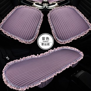 汽车座垫夏款 坐 凉垫亚m麻三件套蕾丝防滑男女无靠背新品 布艺四季