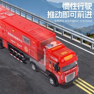 儿童性号合仿警车消防指挥车惯z大玩具车可拆卸车头金真汽车模型