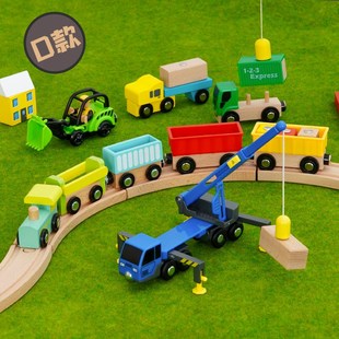 儿童小木车头车性玩具木制质滑行车惯性磁模盒装S小车兼容火质轨