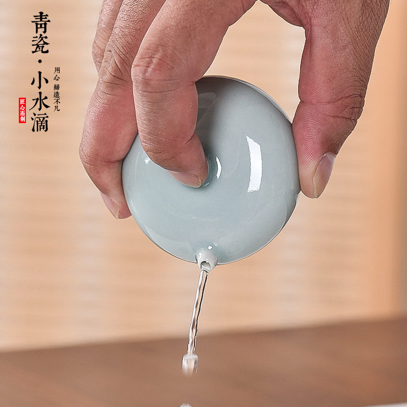 徽昌瑞汝窑青瓷水滴陶瓷砚滴书法水盂墨滴壶文房四宝国画砚台滴