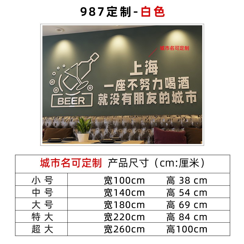 网红城市背景墙拍照区布置国潮酒吧工业风烧烤店墙面装饰创意墙贴