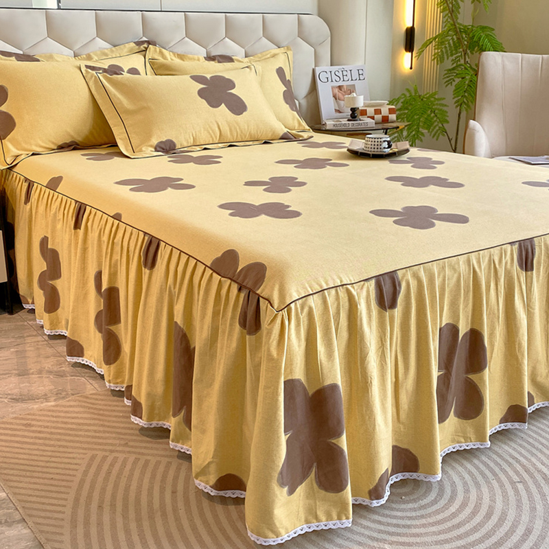 2024新款加厚全棉磨毛床裙单件100纯棉床罩套1.8m床单带裙边床笠