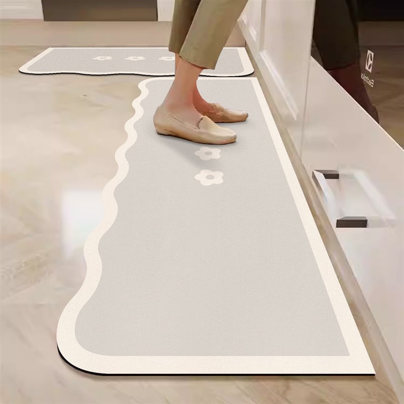 绿色厨房专用地垫入户门门口吸水吸油防滑硅藻泥脚垫长条地毯家用