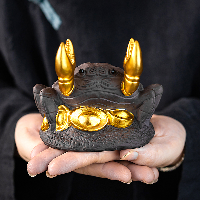 八方来财螃蟹紫砂茶宠可养手工茶玩茶桌茶台宠物精品摆件茶具配件