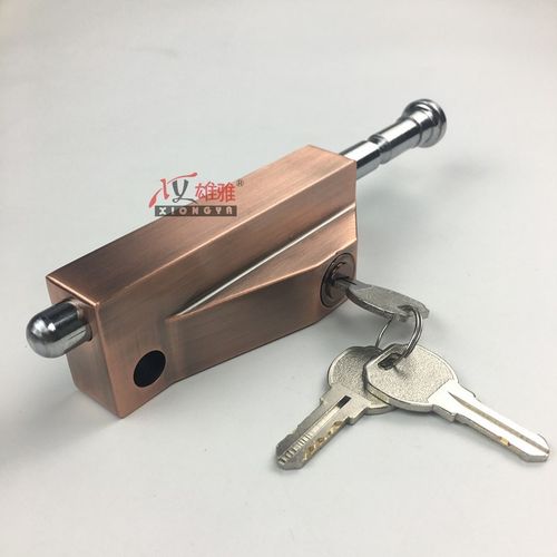 地锁 玻璃移门锁有框门锁天地上下锁铝合金旋转木门锁明装插销锁