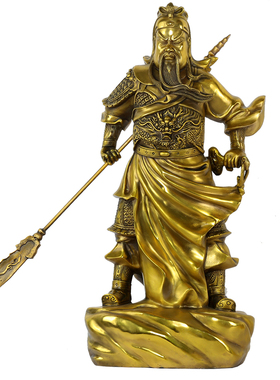 黄铜关公财神招财摆件关羽关二爷神像供奉武财神公司店铺开业装饰