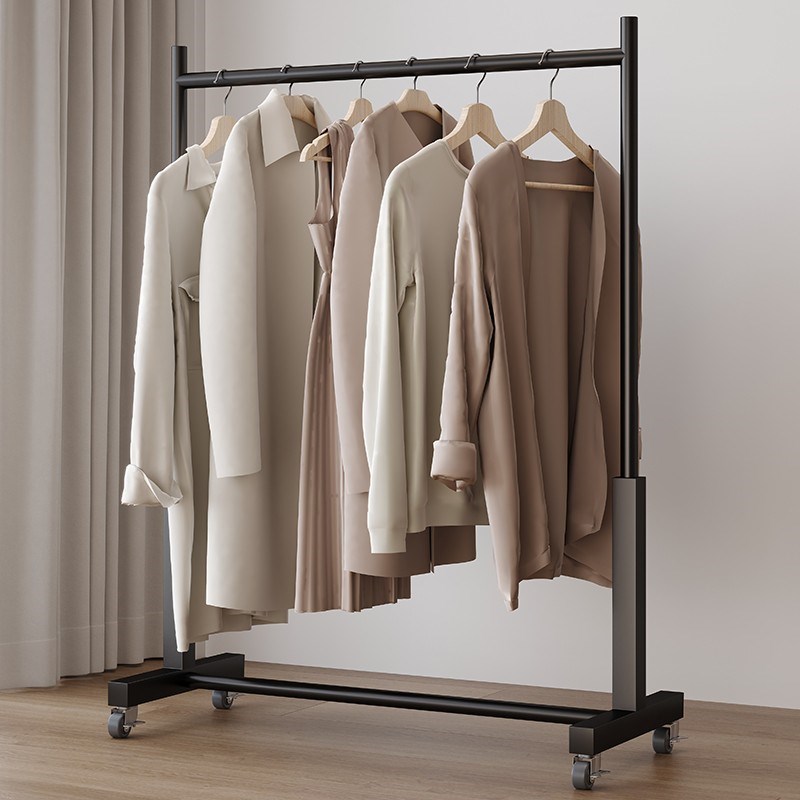 简约服装店展示架铁艺落地展架男女童装衣服架子带轮金色中岛货架