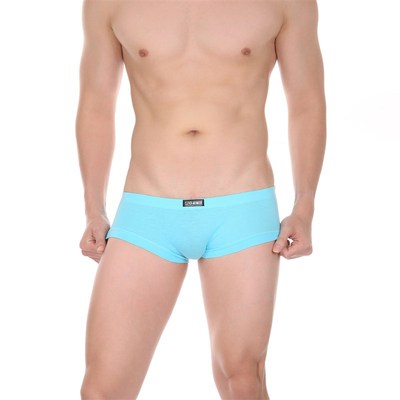 男士内裤柔软舒适棉质小平角裤低腰紧身性感一片式激凸无囊袋短裤