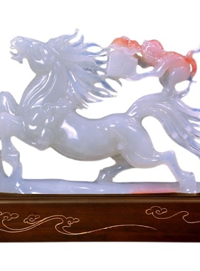 玉石马上封侯摆件工艺装饰中式客厅玄关办公室老板桌祝福送礼领导