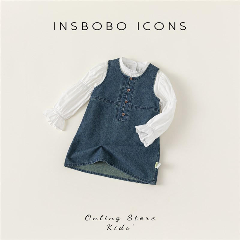 女童套装春秋连衣裙2024新款女童装时髦洋气套装儿童牛仔裙夏装潮