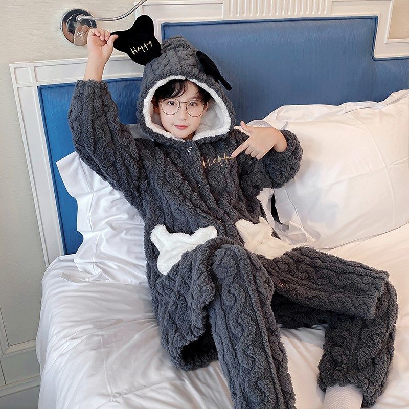 儿童睡衣珊瑚绒秋冬季法兰绒男童孩加厚款保暖白熊睡袍家居服套装,童装/婴儿装/亲子装,家居服套装,淘宝优惠券,粉丝福利购,淘宝优惠卷