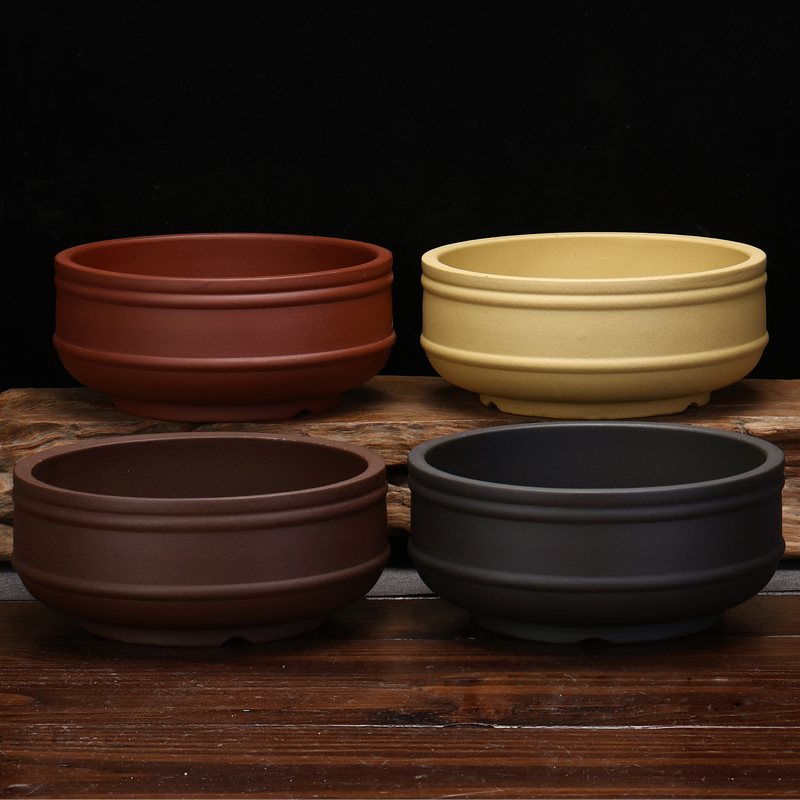 紫砂花盆透气圆形桌面绿植花卉兰草多肉植物菖蒲盆景小叶紫檀包邮