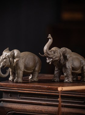 创意陶瓷大象一对桌面招财摆件家居客厅博古架办公室酒柜装饰礼品