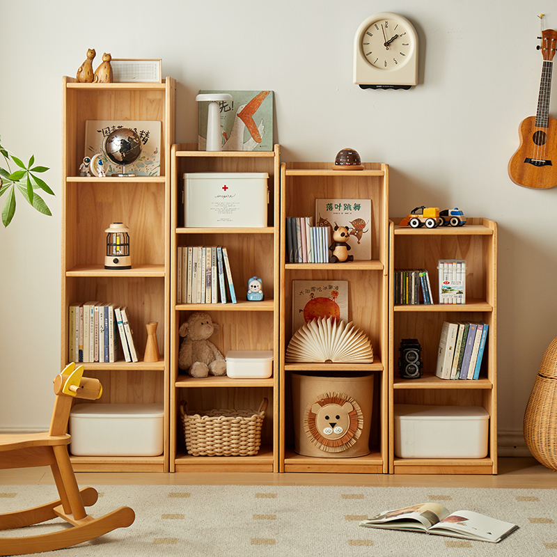金多喜实木儿童书架北欧原木落地书柜小户型家用多功能储物收纳柜