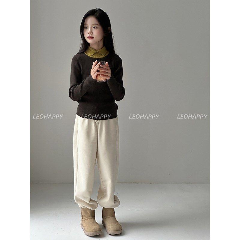 LEOHAPPY女童毛衣秋冬2024新款儿童打底衫秋冬针织衫抗起球上衣