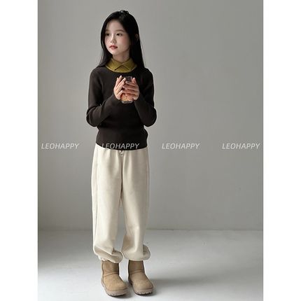 LEOHAPPY女童毛衣秋冬2024新款儿童打底衫秋冬针织衫抗起球上衣