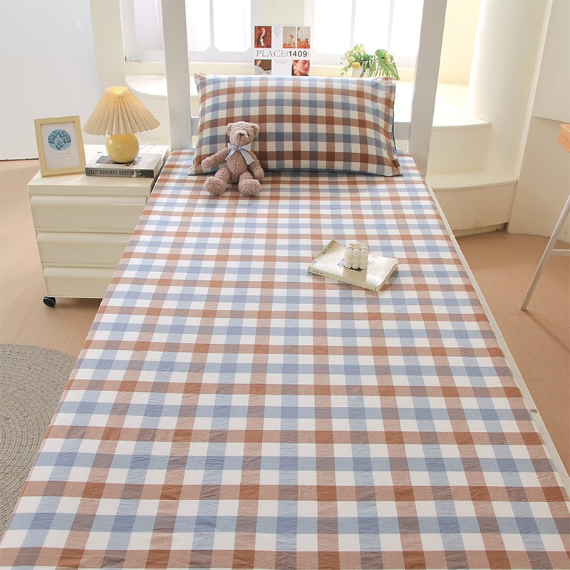 2024新款全棉水洗棉学生宿舍上下铺高低纯棉床罩床垫保护三四件套