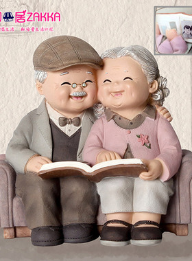 恩爱老人物摆件家居装饰工艺品客厅酒柜摆设闺蜜新婚礼品结婚礼物