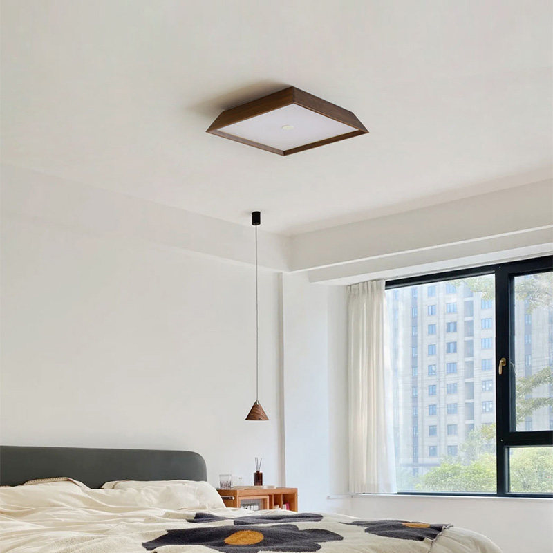 复古黑胡桃实木吸顶灯侘寂风书房餐厅原日式卧室禅意中式茶室灯具